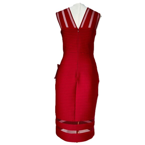 TADASHI SHOJI | NWT Red Sleeveless Pintuck Dress Sz M - Picture 2 of 7